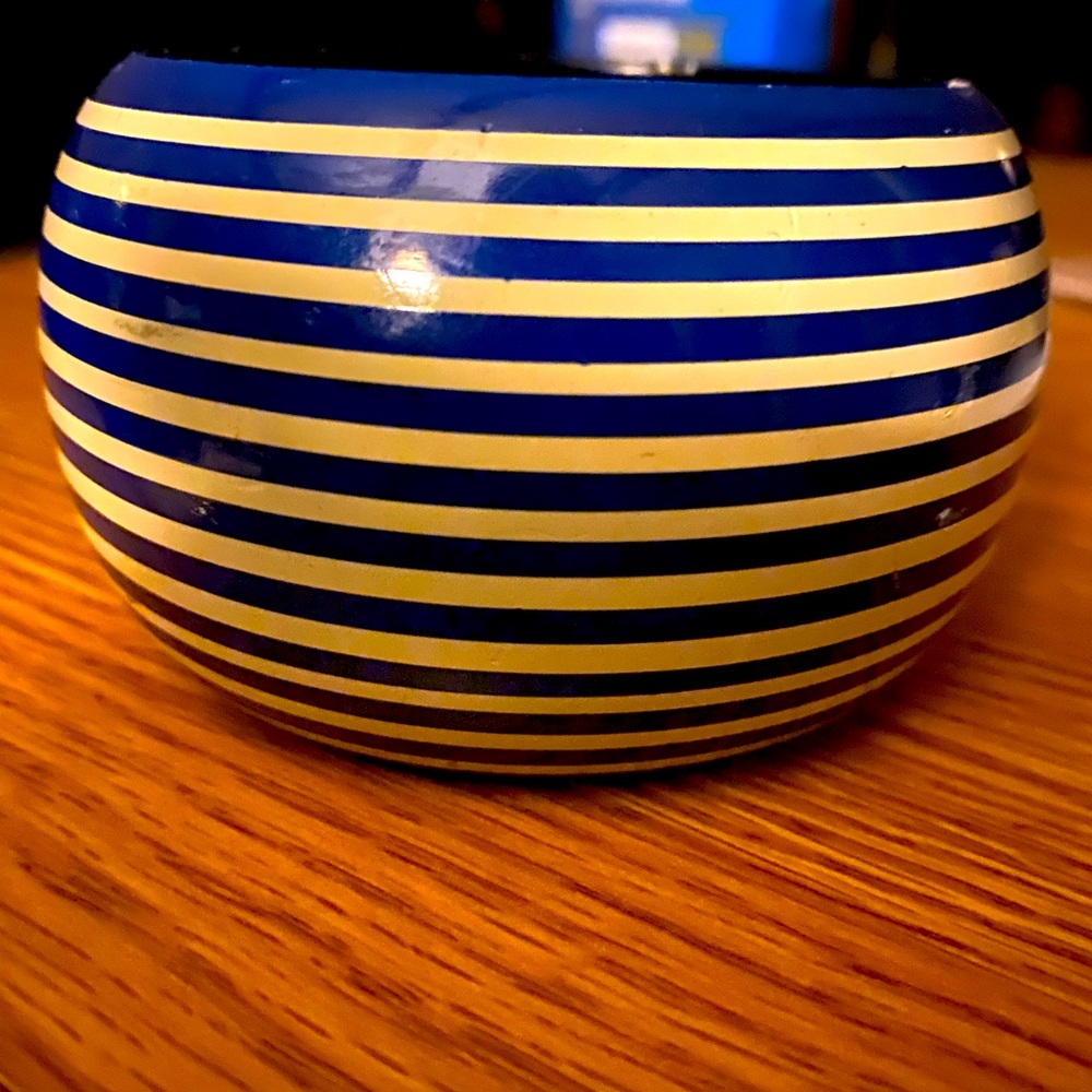Cream & Navy Striped Bracelet Bangle